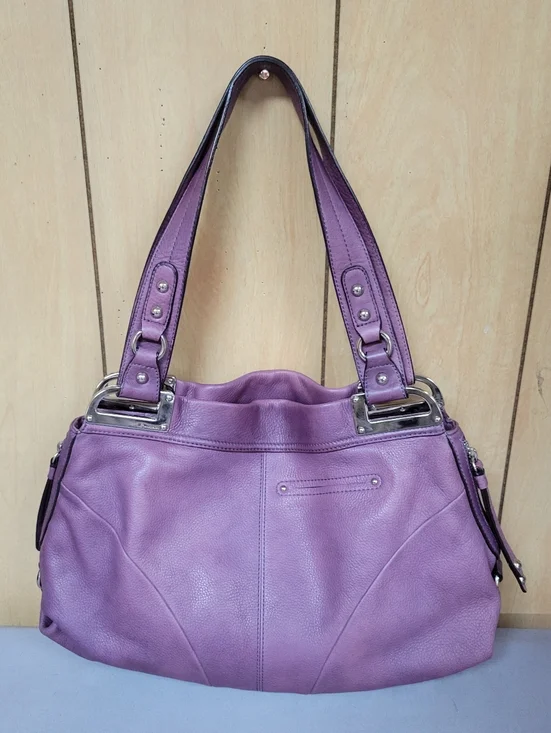 B. Makowsky Purple Naked Leather Shoulder Bag - Picture 2 of 15